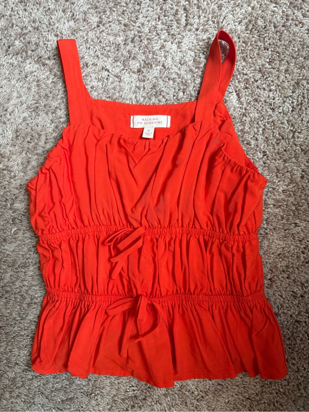 Walking on Sunshine Red Ruffled Girls Camisole Tank
